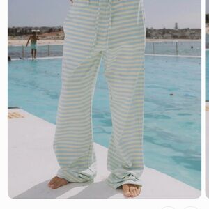 Daily Drills Pastel Blue & Pale Yellow Striped Lounge Pants
